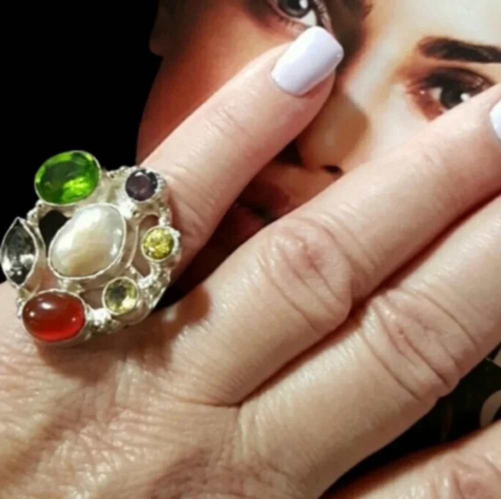 Sterling Gemstone  ring 5‎